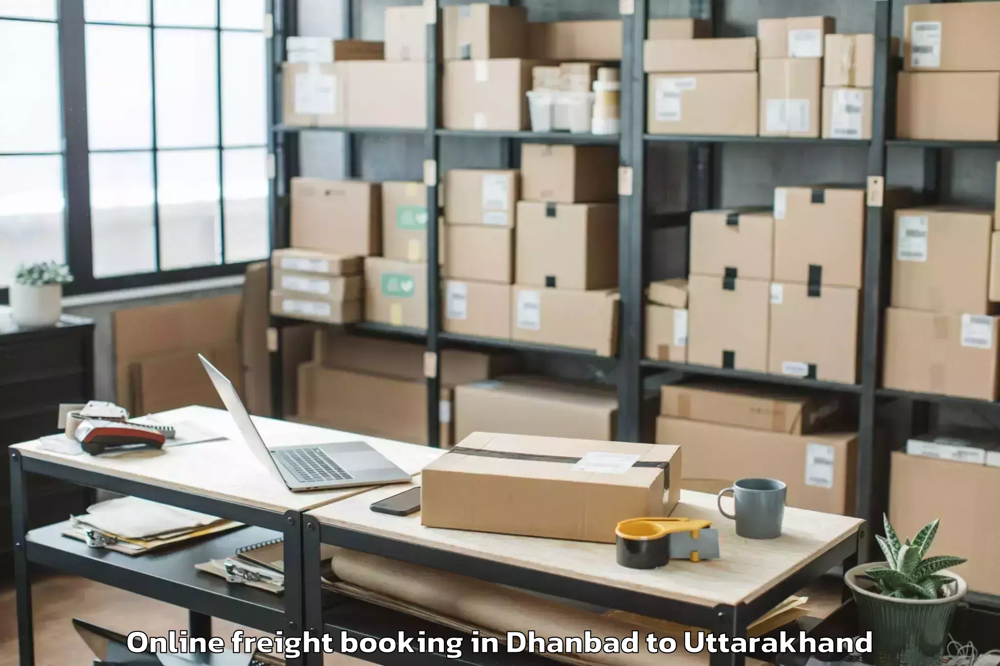 Easy Dhanbad to Banbasa Online Freight Booking Booking